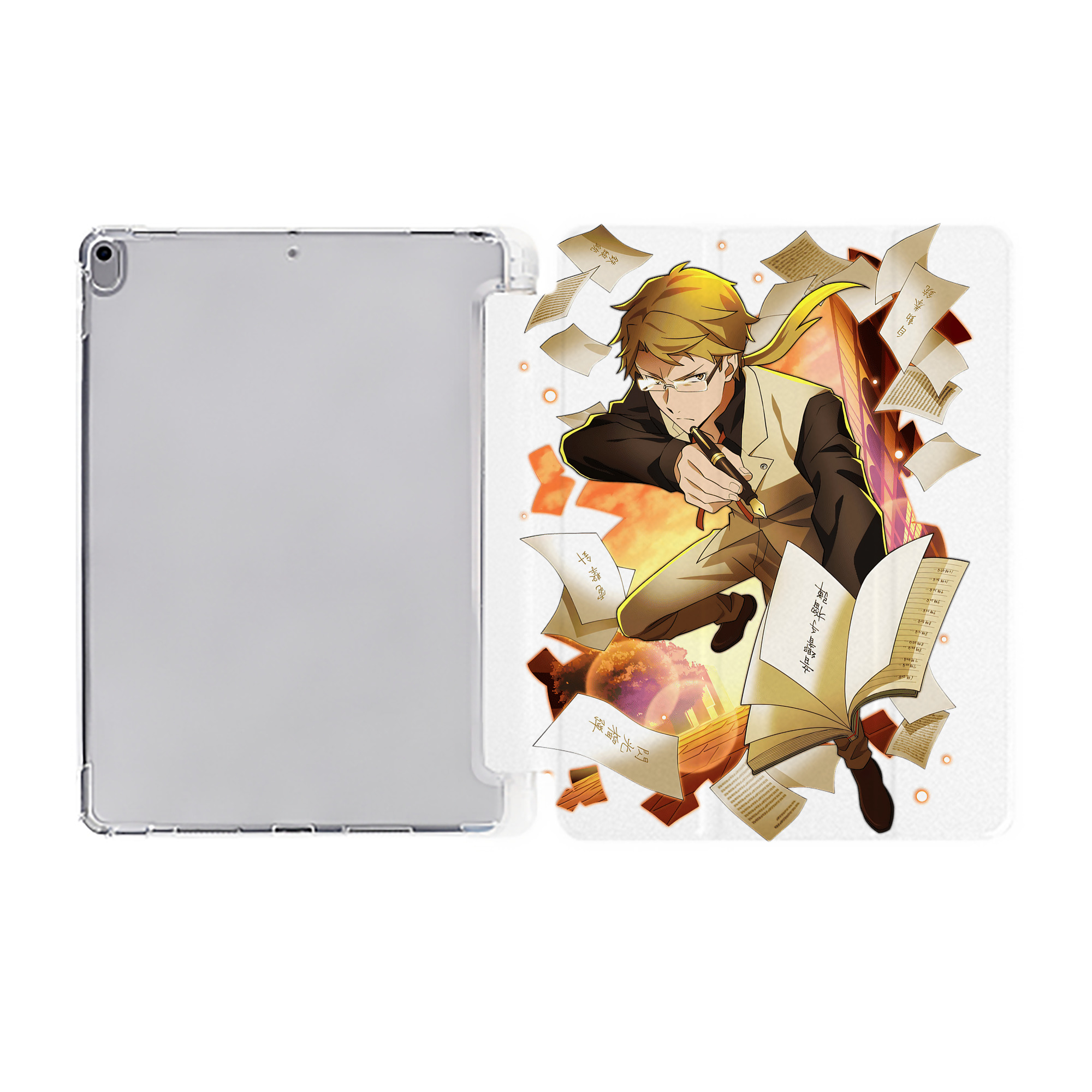 （画像用） 文豪ストレイドッグス Bungo Stray Dogs IPad ケース ペン収納付き 三つ折りスタンド PUレザー×シリコン 対応機種9.5/10.5/10.9インチ